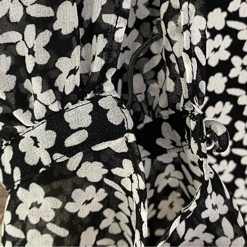 EUC VINTAGE KARL LAGERFELD Floral Sheath Dress, Shear Long Sleeves, Fully Lined - Picture 7 of 13